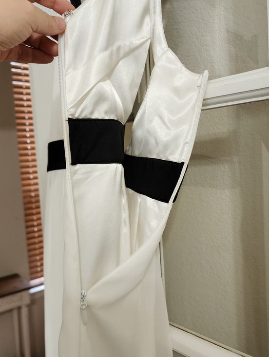 high low dresses black and white Black and White colorblock tube top solid color open back slit dress main image 0